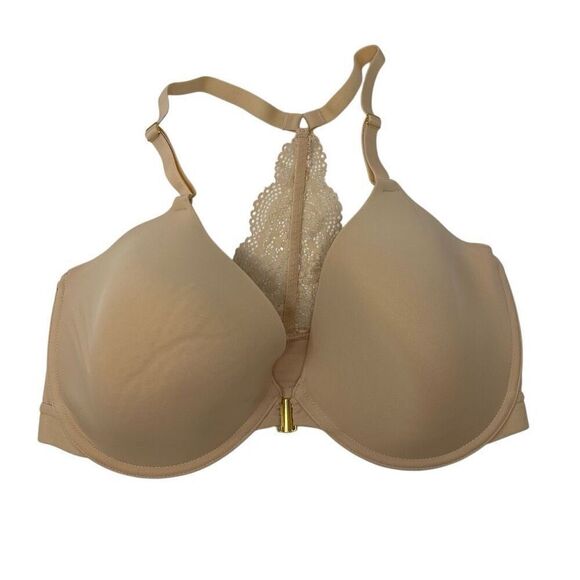 Lively Tan Front Closure Lightly Lined Lace Racerback Bra Women’s Size 36DDD - Picture 1 of 7